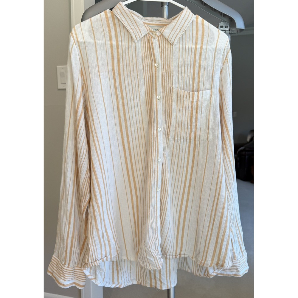 Sundace Striped Lightweight Cotton Gauze Striped Button Down Long Sleeve